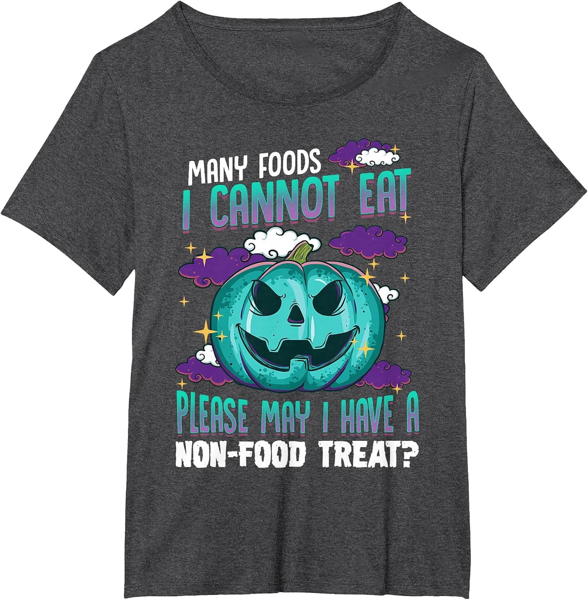 Teal Pumpkin Halloween Food Allergy Awareness Trick Or Treat T-Shirt - Dark Heather Grey