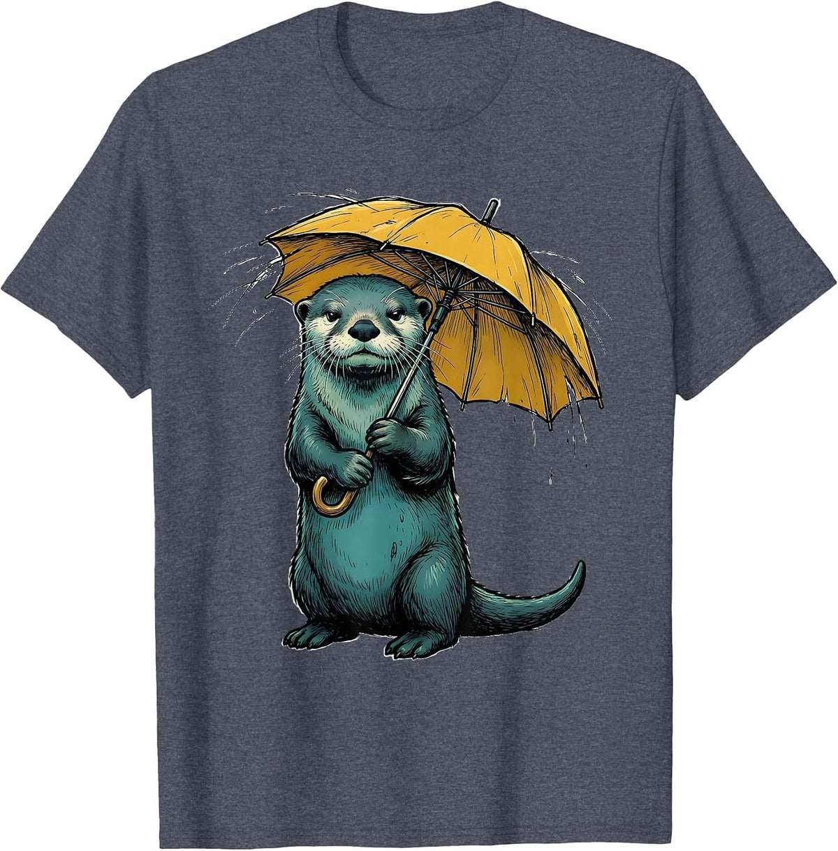 Sea Otter Marker Outline Funny Otter Lover Gifts T-Shirt - Heather Blue