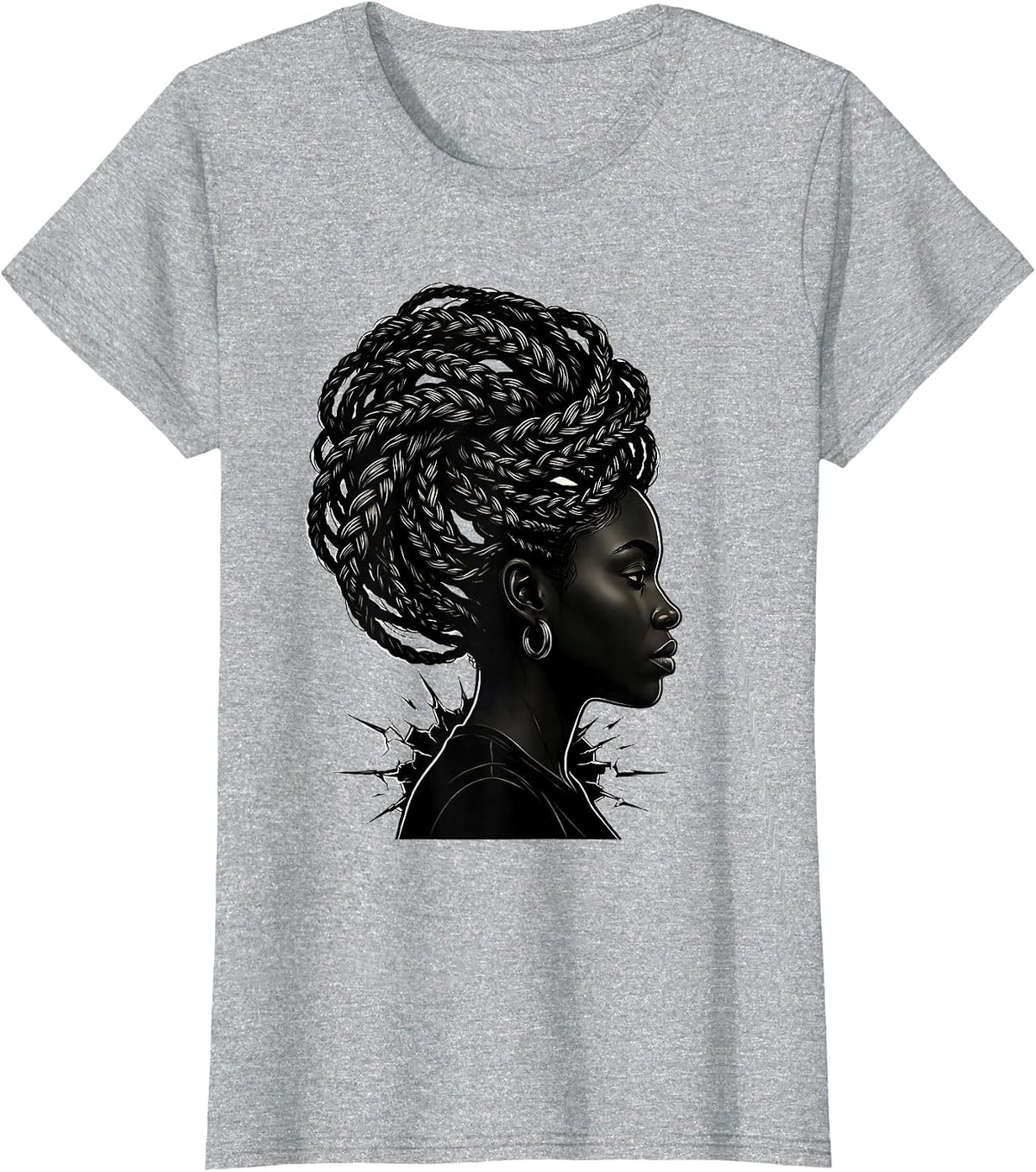Women's Black Woman Pride Line Art Strength And Unbothered T-Shirt - Heather Grey