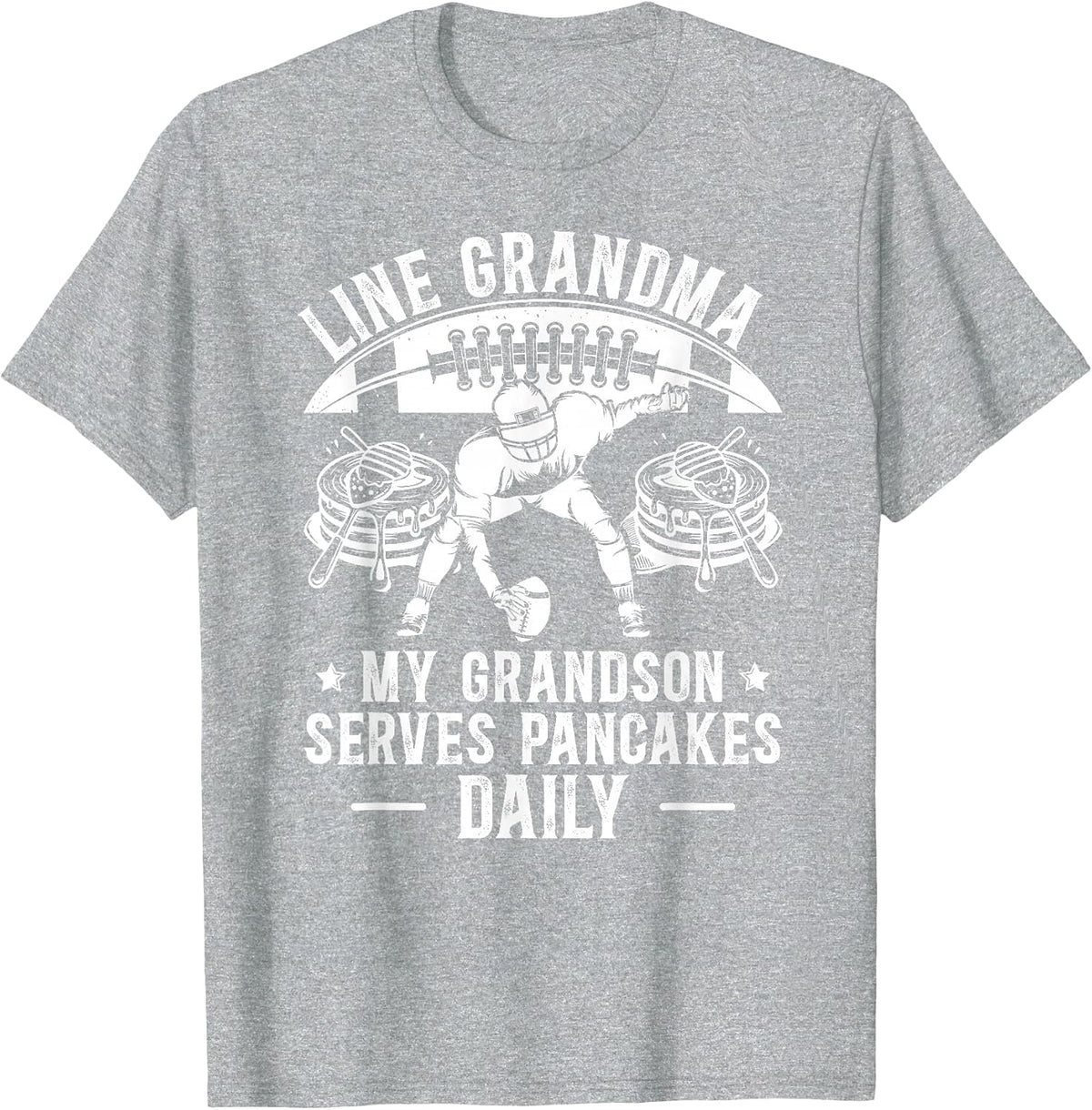 Football Lineman Grandma Funny Football Lineman Grandmother T-Shirt - Heather Grey