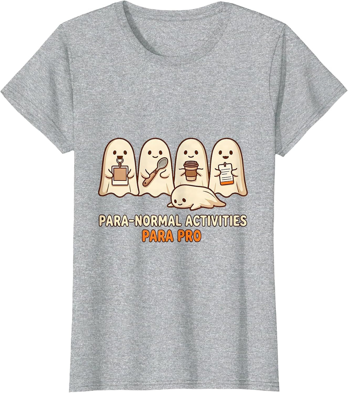 Women's Para-Normal Activities Para Pro Cute Ghost SpEd Teacher T-Shirt - Heather Grey