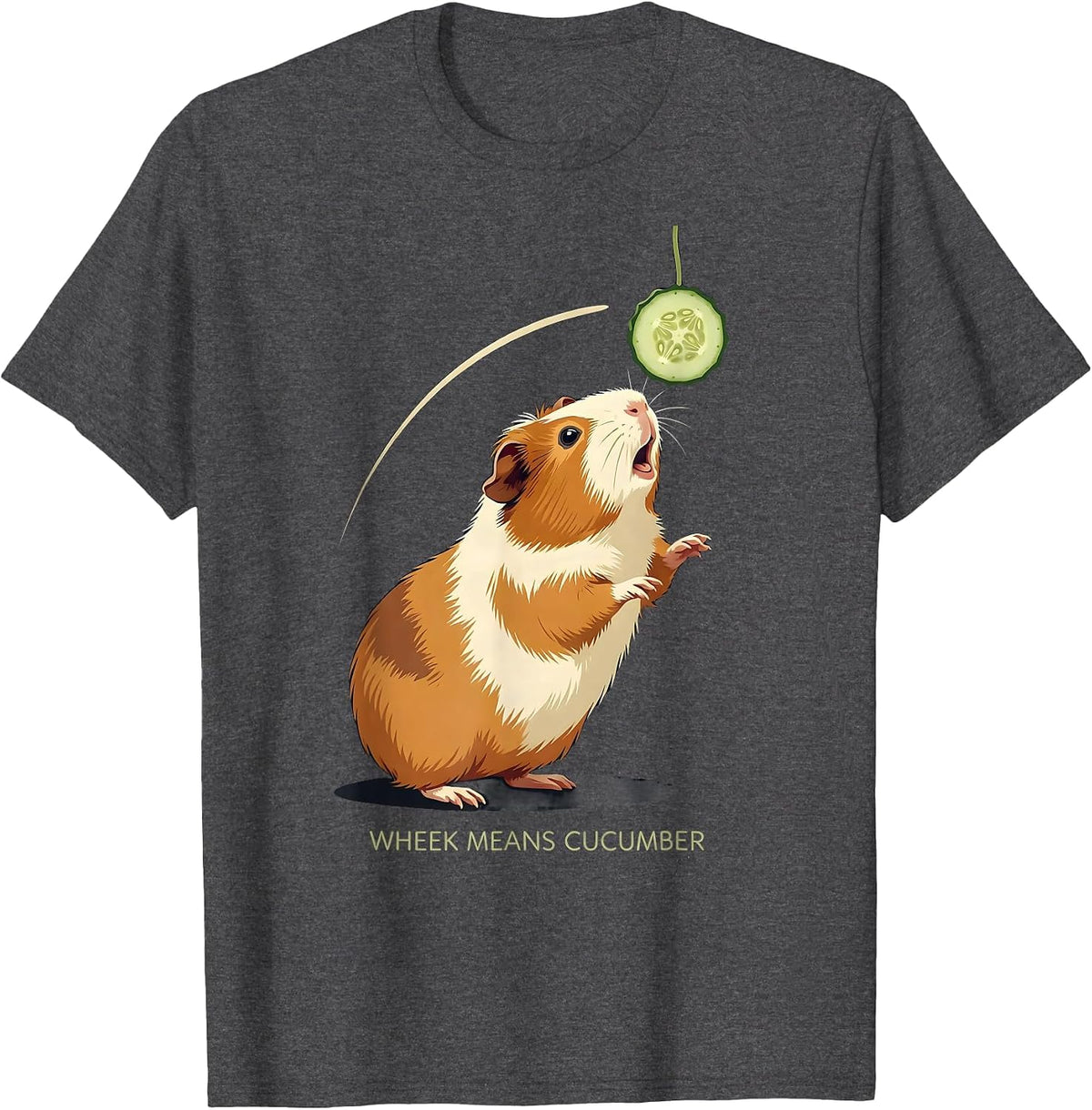 Wheek Means Cucumber Funny Guinea Pig Cavy Lover Pet Humor T-Shirt - Dark Heather Grey