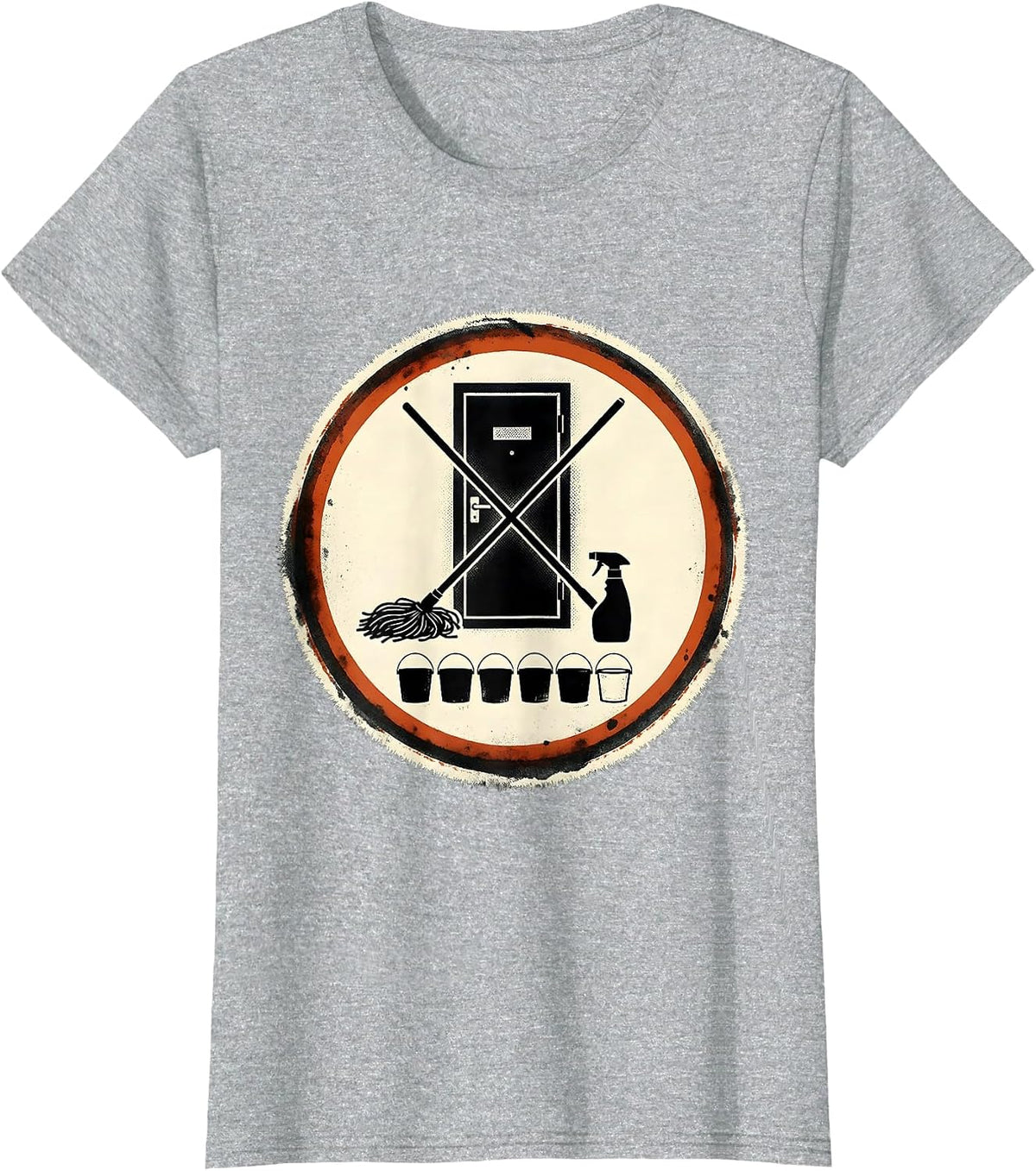 Women's Janitor Closet Badge Custodian Appreciation Humor T-Shirt - Heather Grey
