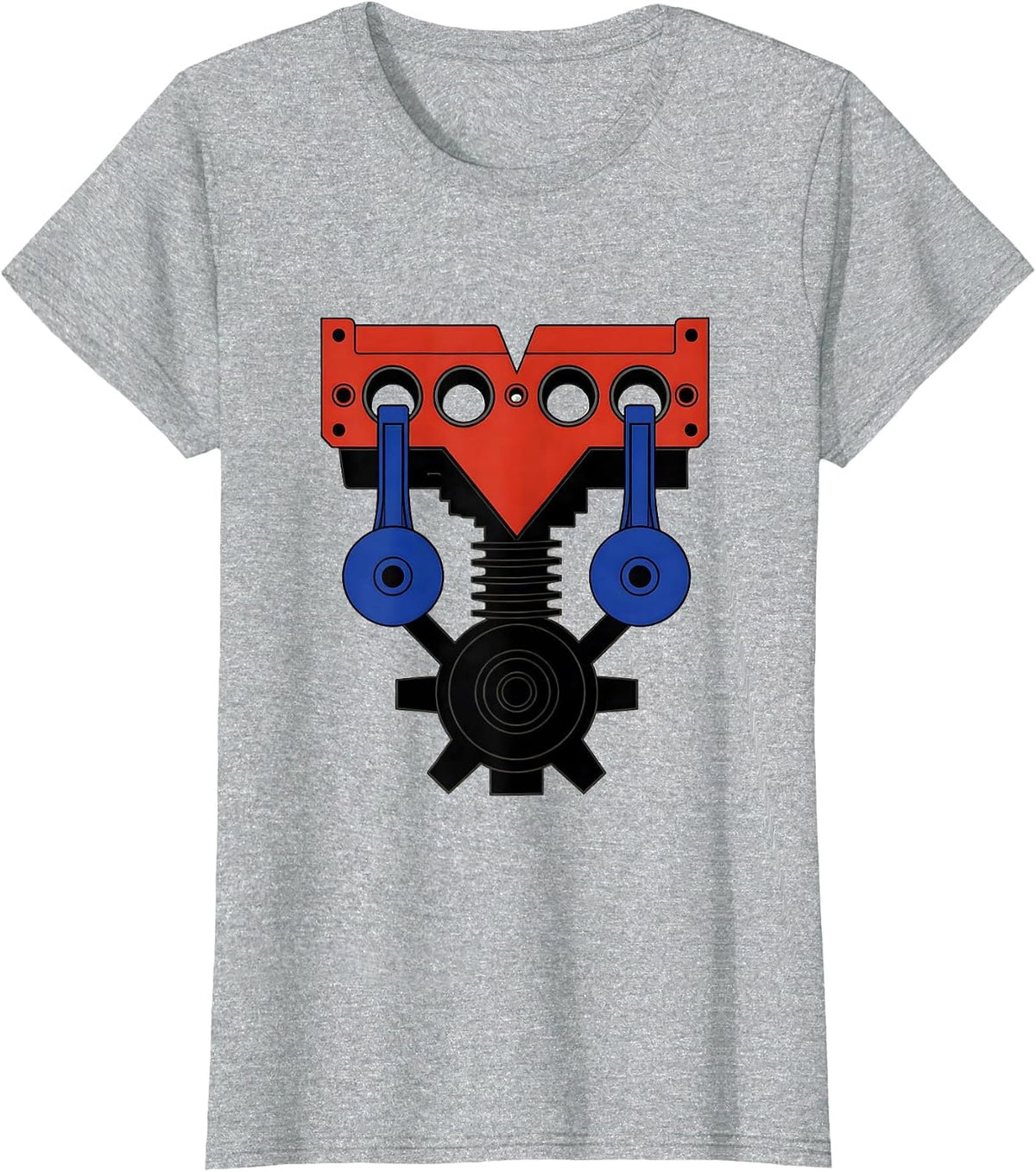 V Bank Engine Blocks Funny Car Mechanic Auto Enthusiast T-Shirt - Heather Grey