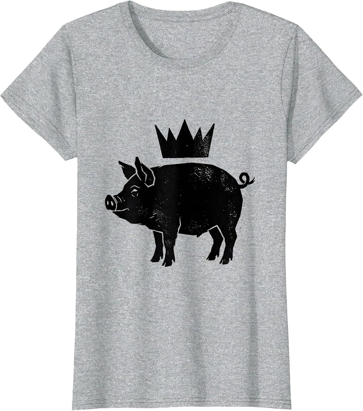 Pig Silhouette Cute Farm Animal Lover Gift T-Shirt - Heather Grey