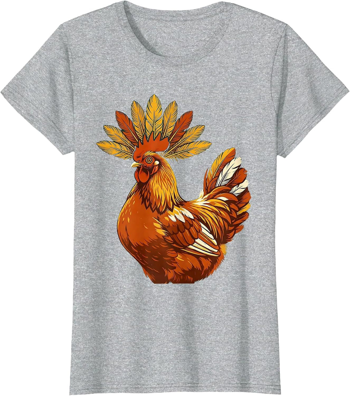 Crowned Hen Royalty Chicken Art Design T-Shirt - Heather Grey