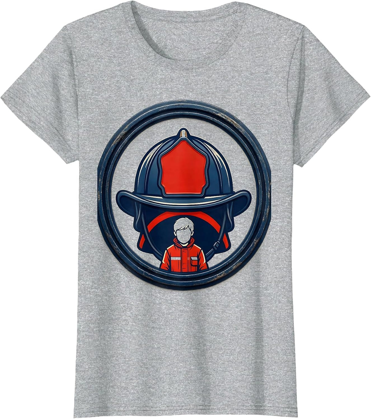 Firefighter Dad Helmet Badge Family Tribute T-Shirt - Heather Grey