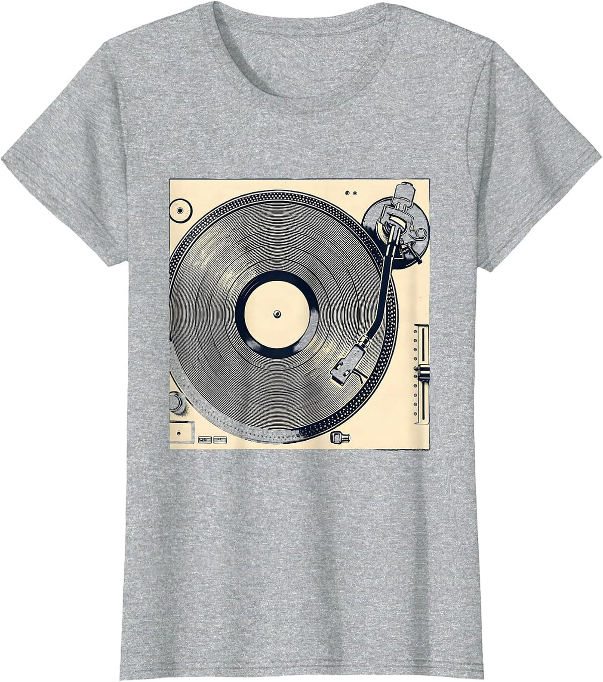 Vinyl Turntable Deck Record Collector Enthusiast Pride T-Shirt - Heather Grey