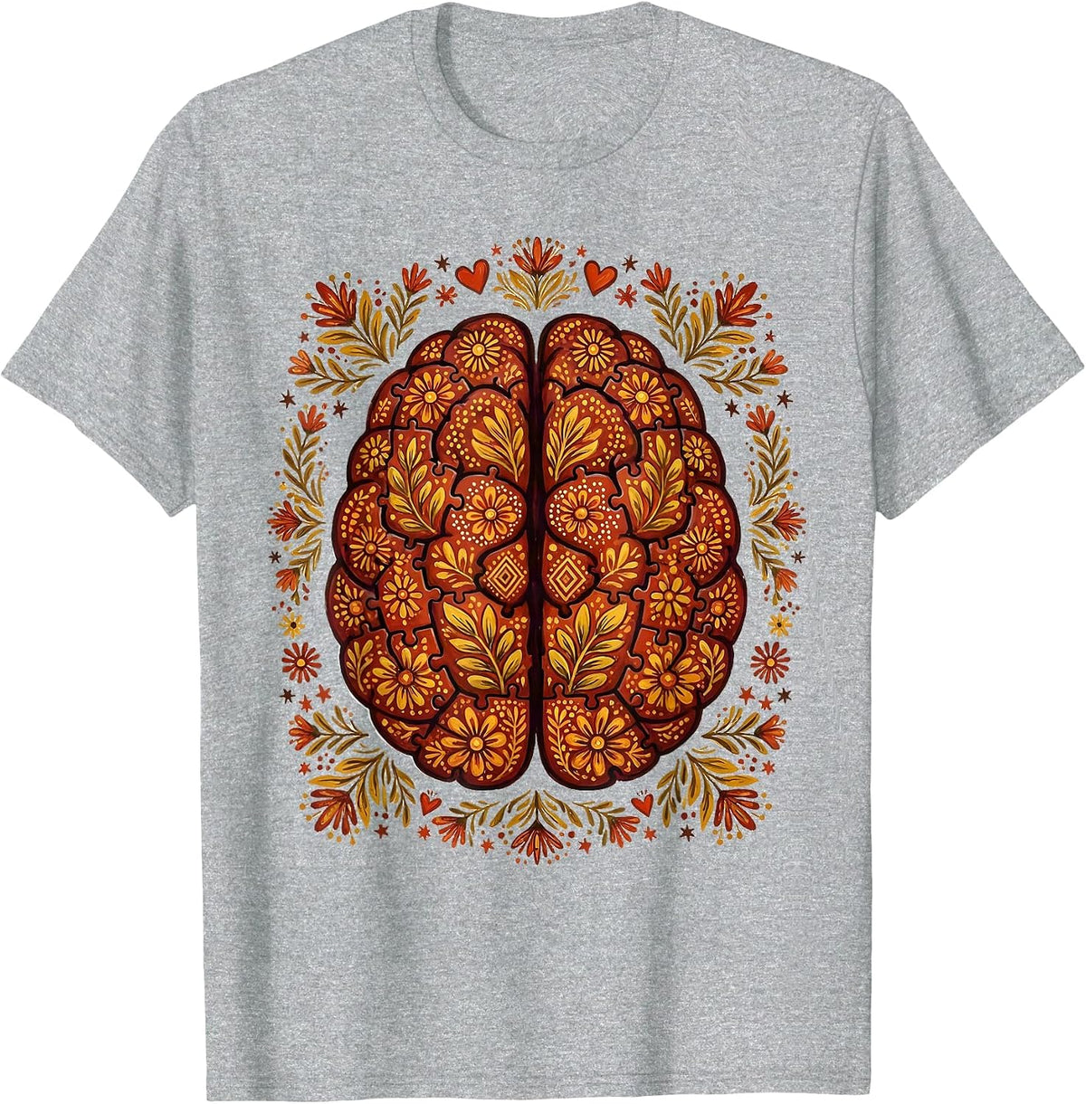 Men's Special Education Puzzle Brain Graphic Design T-Shirt - Heather Grey