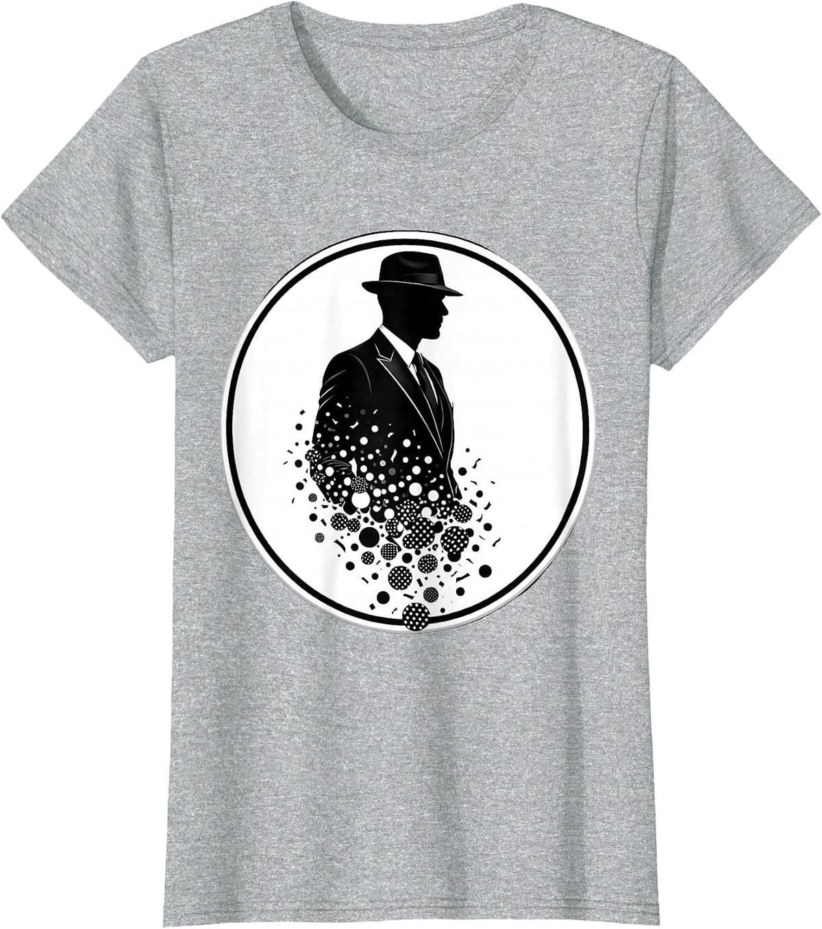 Polka Dot Suit Dissolving Into Confetti Art T-Shirt - Heather Grey