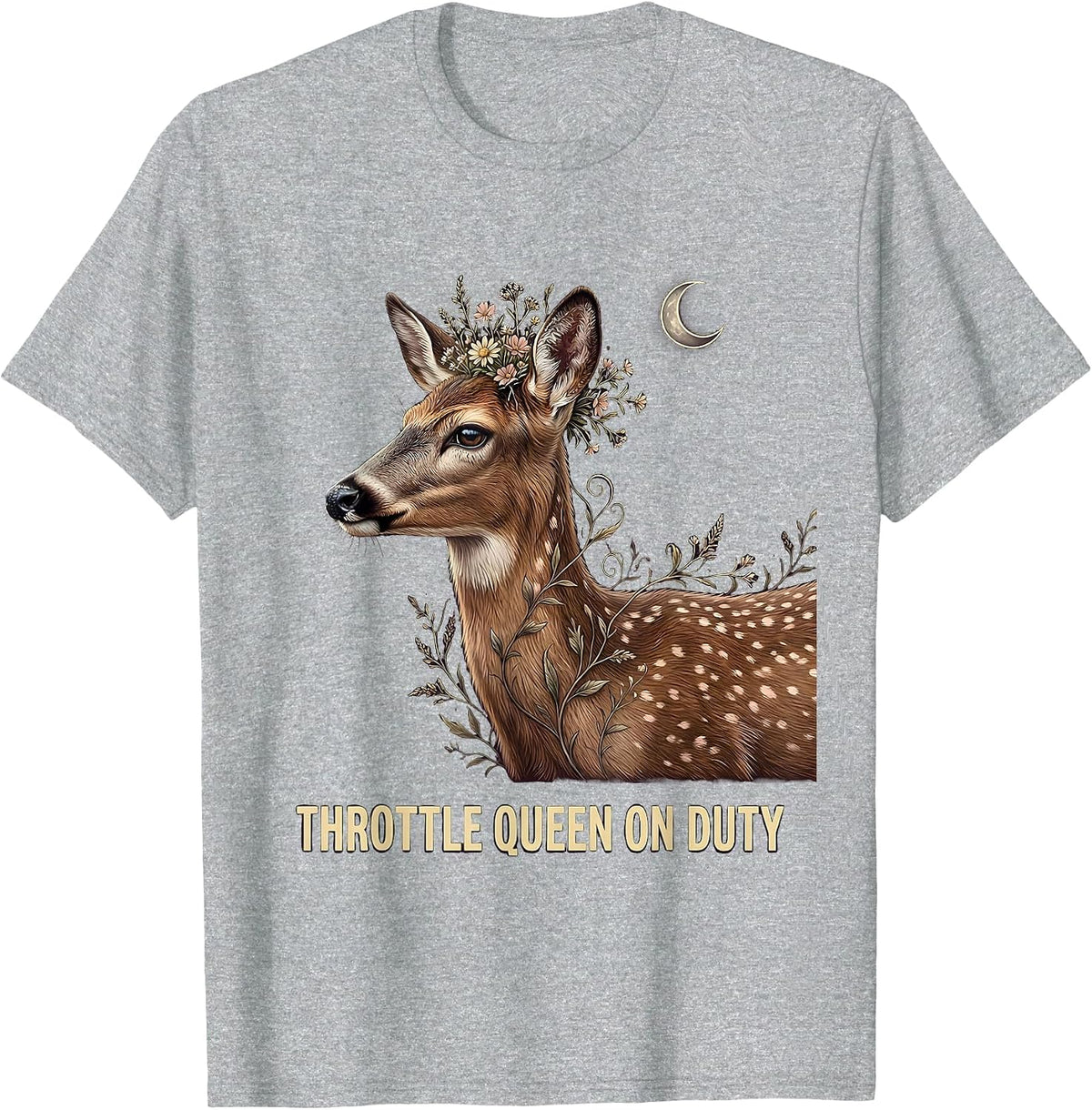 Men's Throttle Queen On Duty Motorcycle Rider Design T-Shirt - Heather Grey