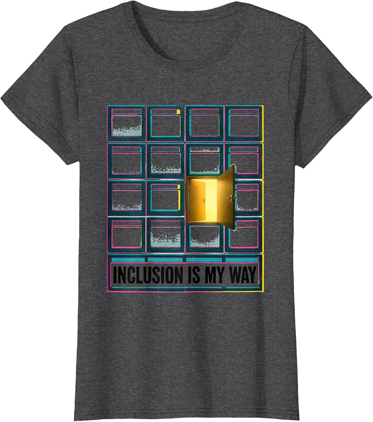 Women's Inclusion Is My Way Risograph Special Education Teacher T-Shirt - Dark Heather Grey