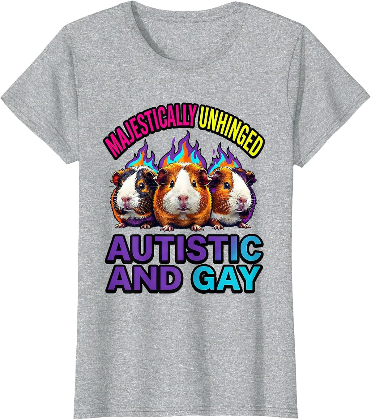 Majestically Unhinged Autistic And Gay Funny Meme Bootleg T-Shirt - Heather Grey