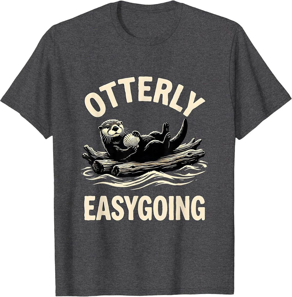 Otterly Easygoing Cute Otter Lover Humor Silly Animal Gifts T-Shirt - Dark Heather Grey