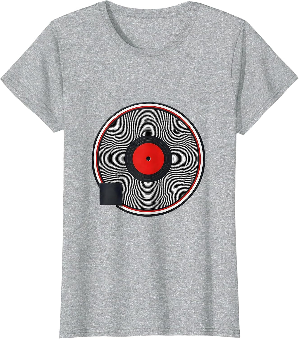 Sealed Vinyl Record Turntable Badge Retro Music Lover T-Shirt - Heather Grey