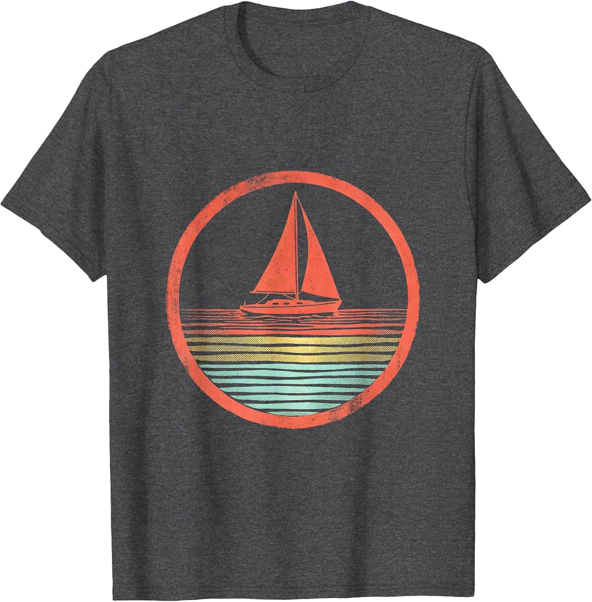 Men's Autism Awareness Sailboat Rainbow Reflection Art T-Shirt - Dark Heather Grey
