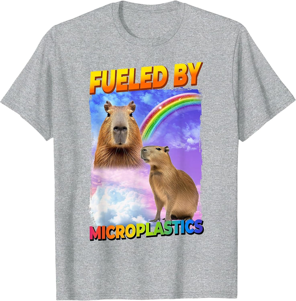 Fueled By Microplastics Capybara T-Shirt - Heather Grey