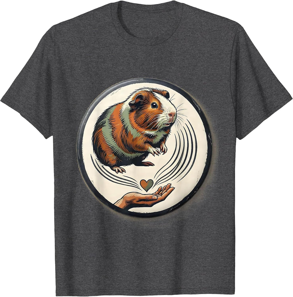 Men's Guinea Pig Badge Rosette Pet Lover Humor T-Shirt - Dark Heather Grey