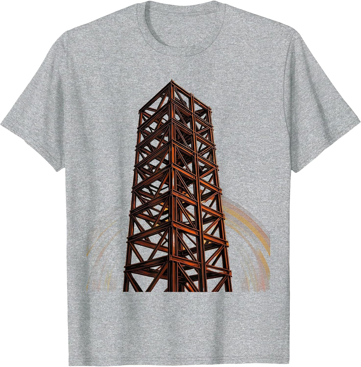 Labor Day Rising Skyscraper Steel Girder Illustration T-Shirt, Men, Heather Grey, X-Large - As Pictured