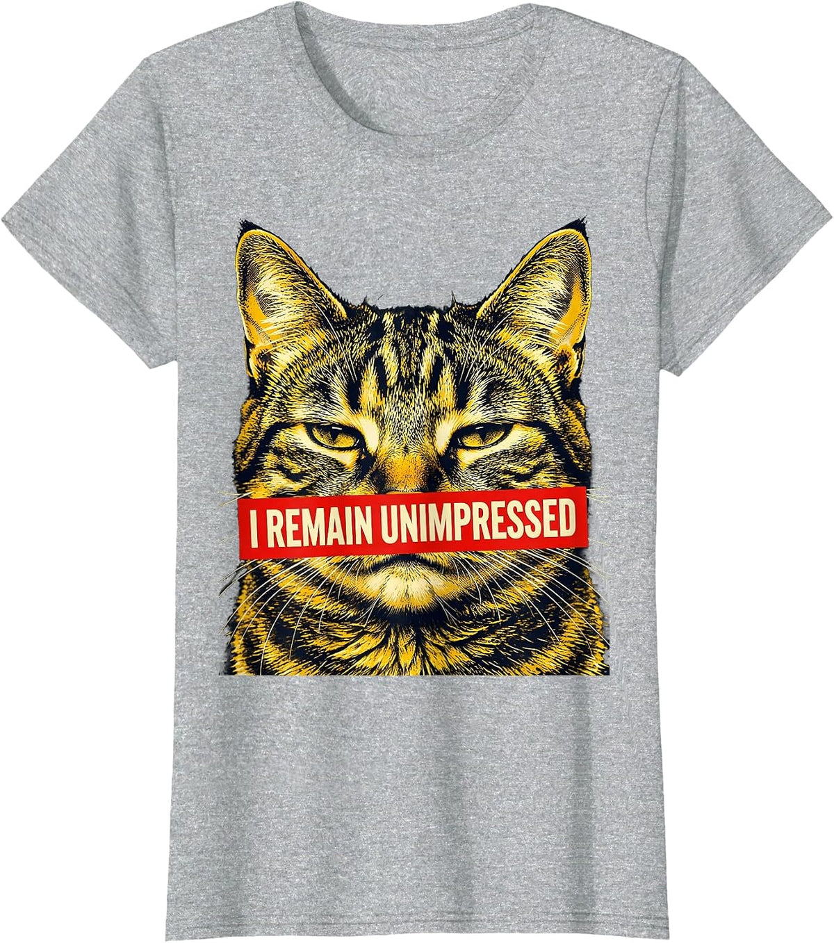 Women's I Remain Unimpressed Funny Cat Meme Lover Humor Cat Owner T-Shirt - Heather Grey