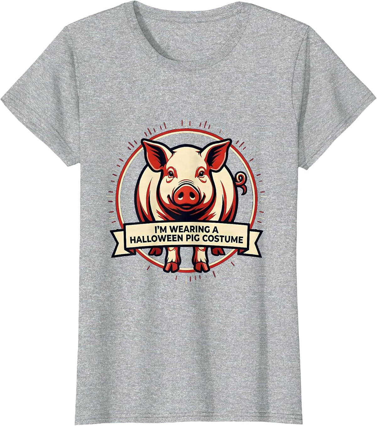 I’m Wearing A Halloween Pig Costume Funny Pig Lover Family T-Shirt - Heather Grey