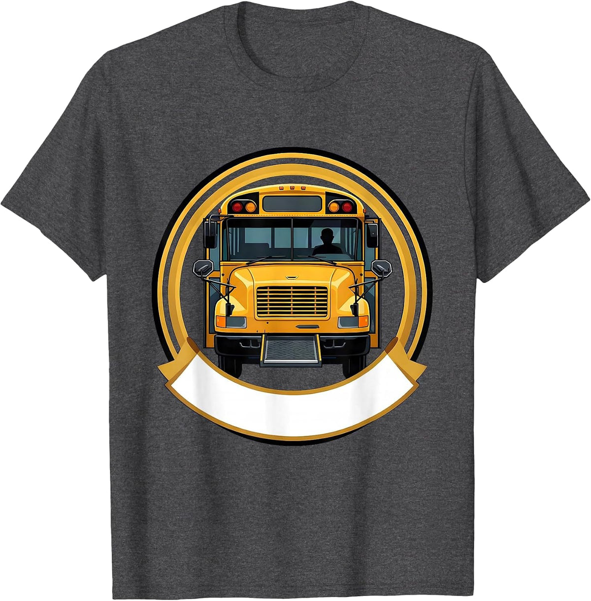 School Bus Driver Appreciation Seal Emblem Crew T-Shirt - Dark Heather Grey