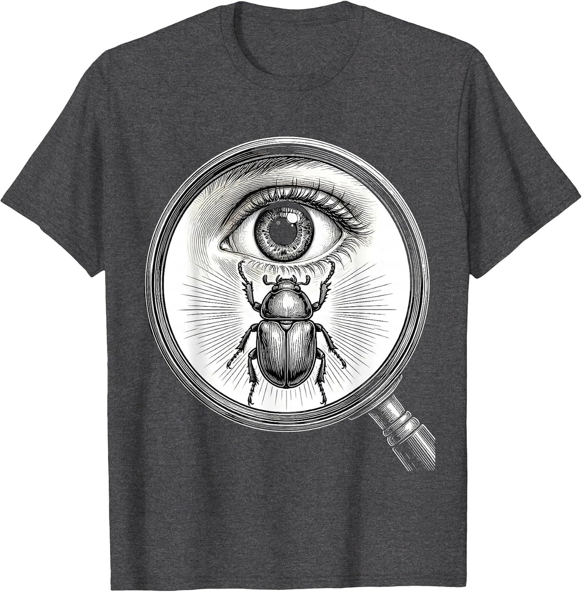 Men's Autism Awareness Child With Magnifying Glass Bug T-Shirt - Dark Heather Grey