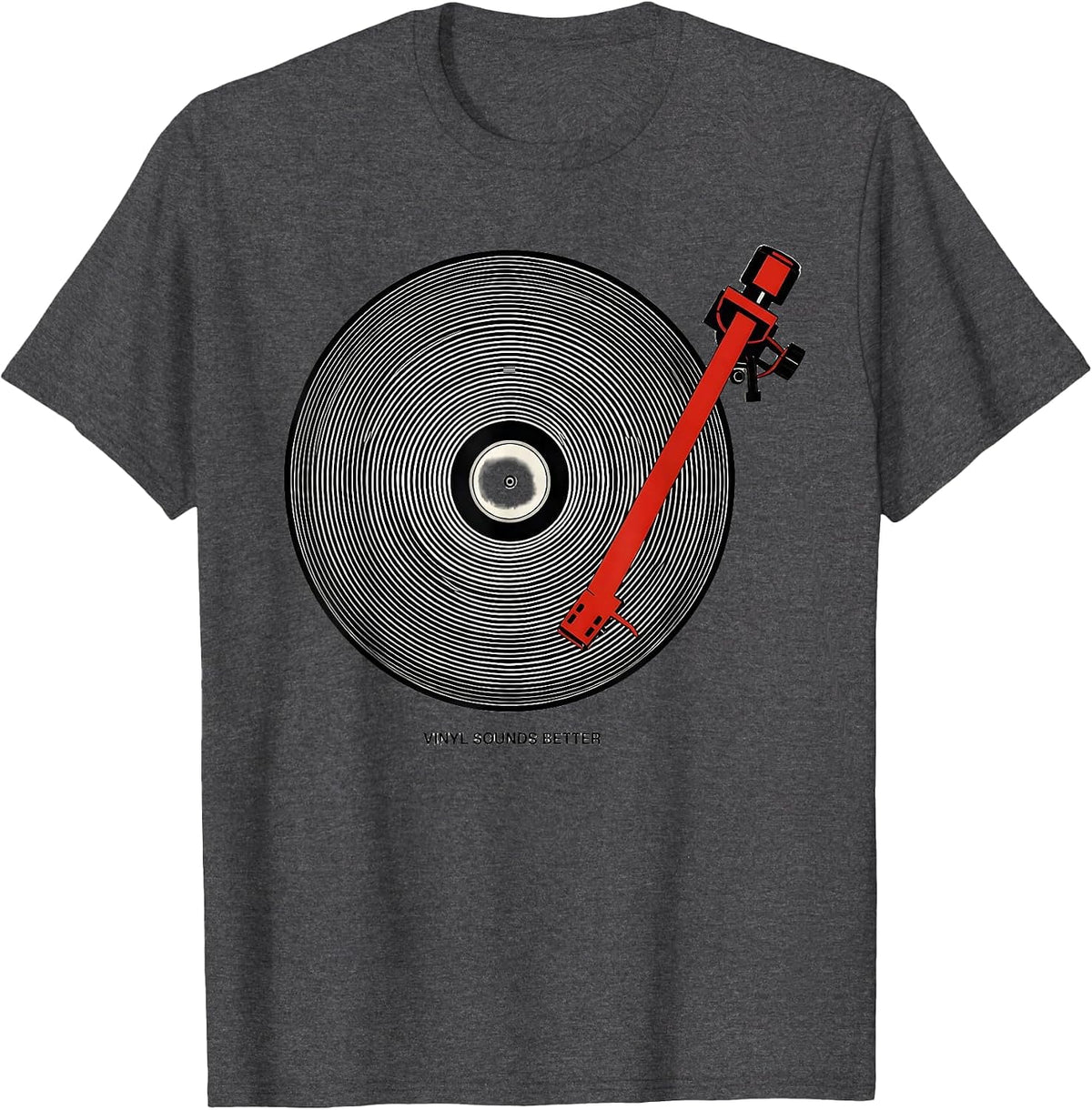 Vinyl Sounds Better Op Art Moire DJ Music Lover Gift T-Shirt - Dark Heather Grey