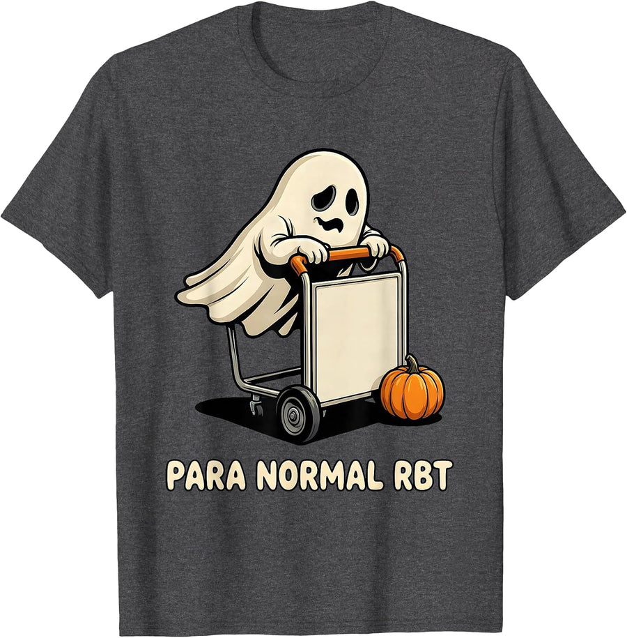 Men's Para Normal RBT Cartoon Ghost Halloween Paraeducator T-Shirt - Dark Heather Grey