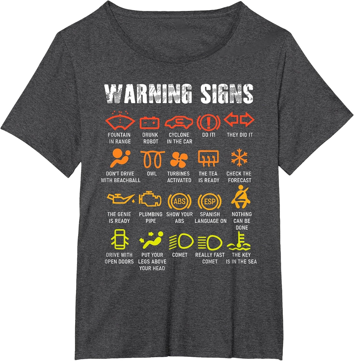 Car Warning Signs Mechanic Funny Tee Repair Guy Joke T-Shirt - Dark Heather Grey