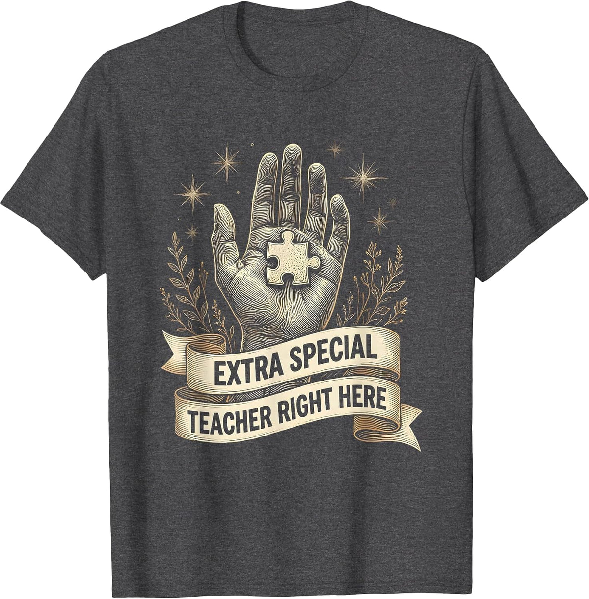 Men's Extra Special Teacher Right Here Special Ed Design T-Shirt - Dark Heather Grey