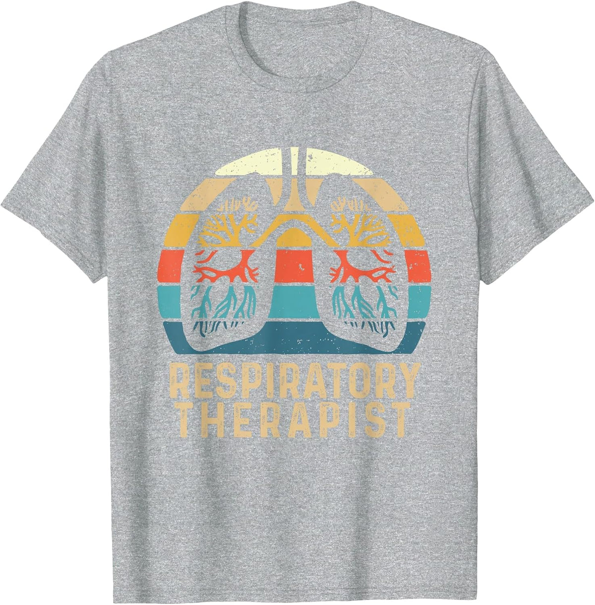Respiratory Therapist - Retro Vintage Lungs Pulmonology RT T-Shirt - Heather Grey