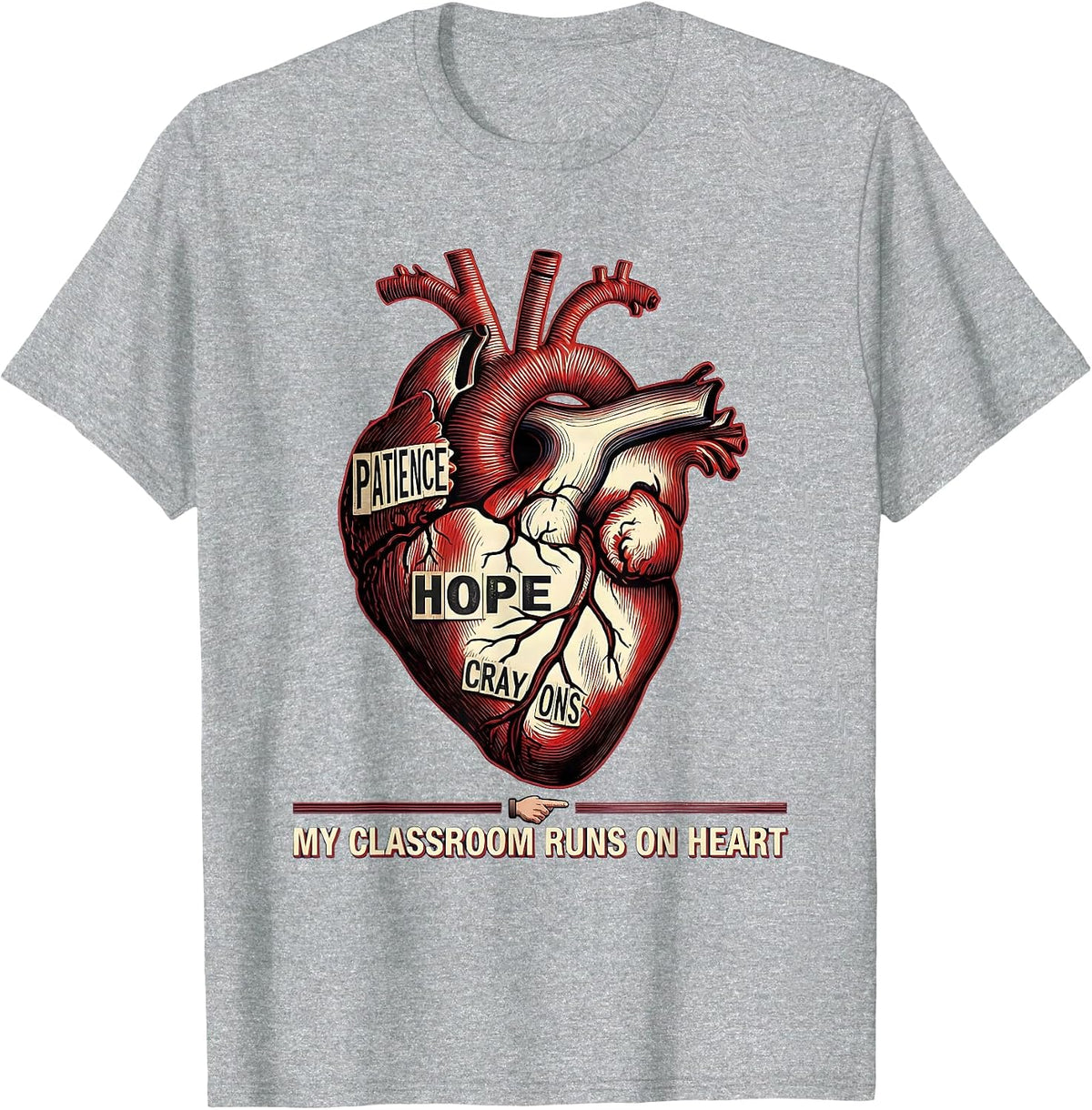 Men's My Classroom Runs On Heart Special Education Teacher T-Shirt - Heather Grey