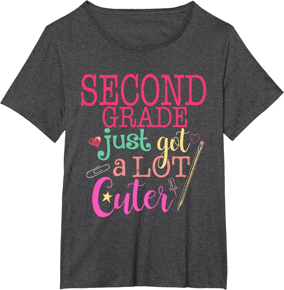 Second Grade Just Got a Lot Cuter Back to School T-Shirt - Dark Heather Grey