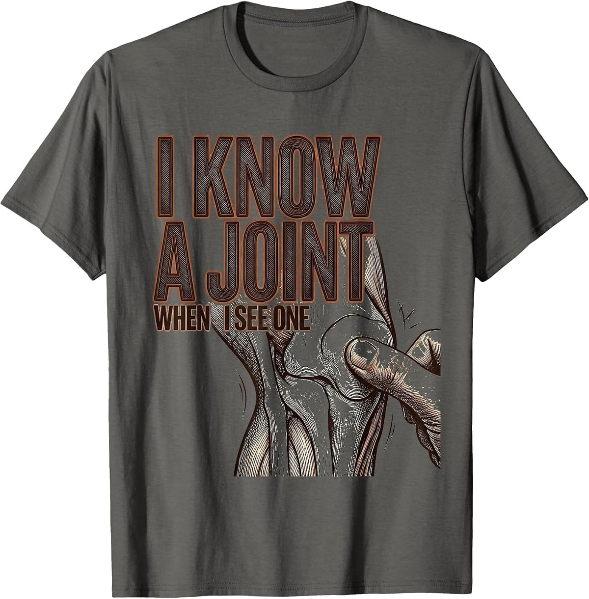 Men's I Know A Joint When I See One Crosshatch Physical Therapist T-Shirt - Asphalt Grey