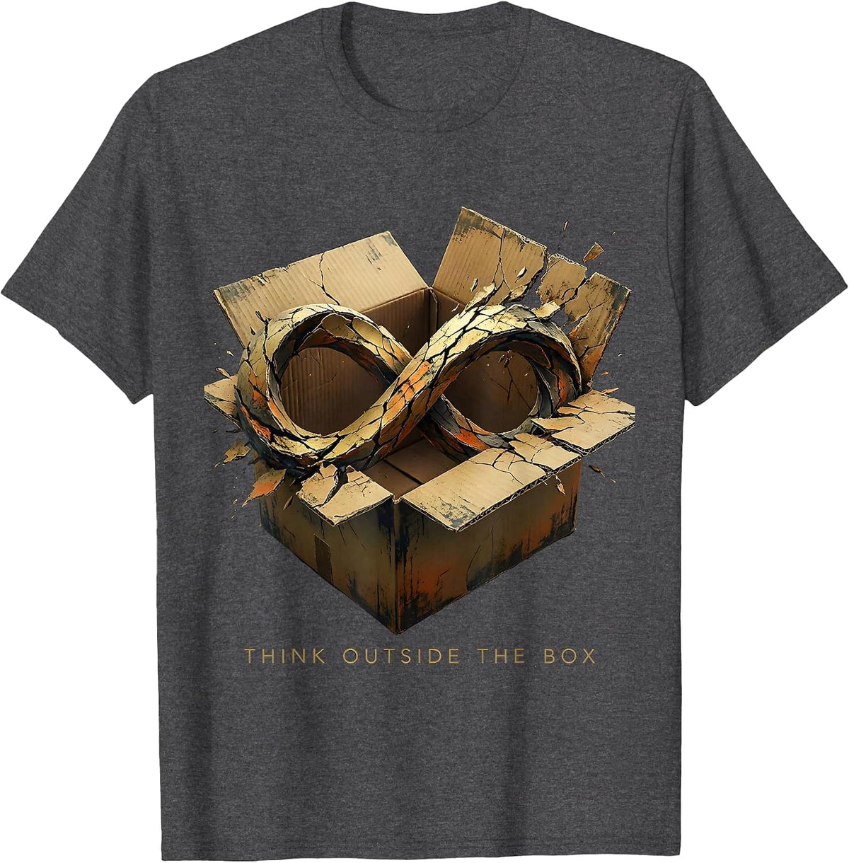 Men's Think Outside The Box Autism Awareness Design T-Shirt - Dark Heather Grey