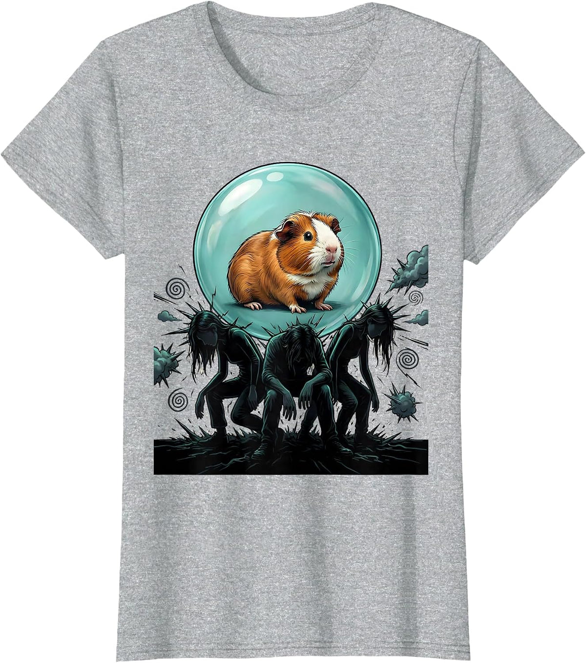 Guinea Pig Happy Calm Bubble Pet Lover Humor T-Shirt - Heather Grey