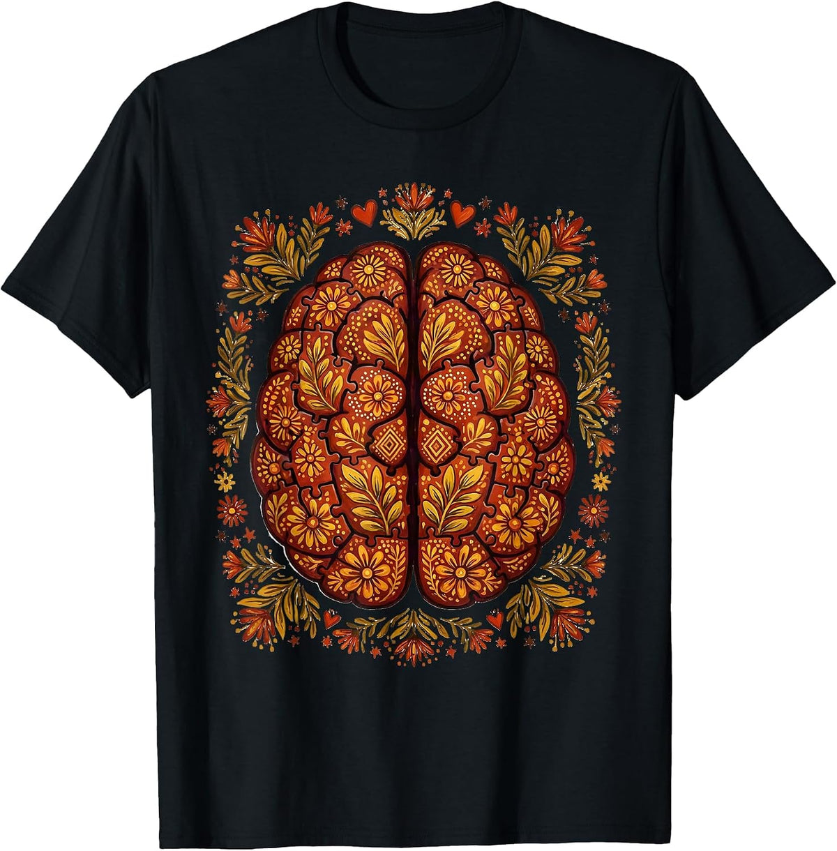Men's Special Education Puzzle Brain Graphic Design T-Shirt - Black