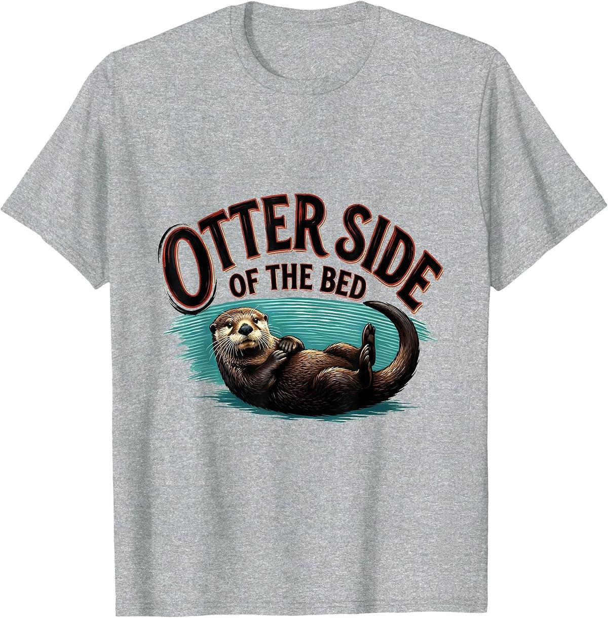 Men's Otter Side Of The Bed Funny Otter Lover Nature Humor Gift T-Shirt - Heather Grey