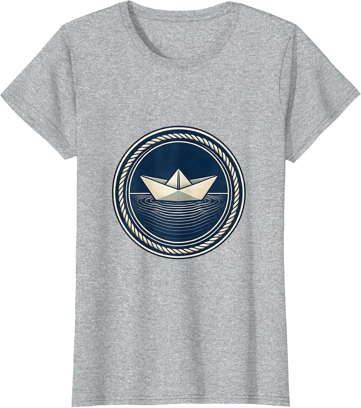 School Counselor Paper Boat Calm Water Illustration T-Shirt - Heather Grey