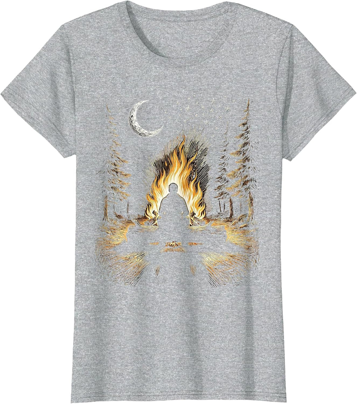Campfire Under the Stars Freedom Graphic Tee T-Shirt - Heather Grey