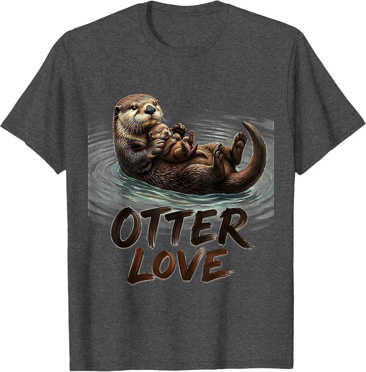 Men's Otter Floating Calm Sea Animal Lover Humor T-Shirt - Dark Heather Grey