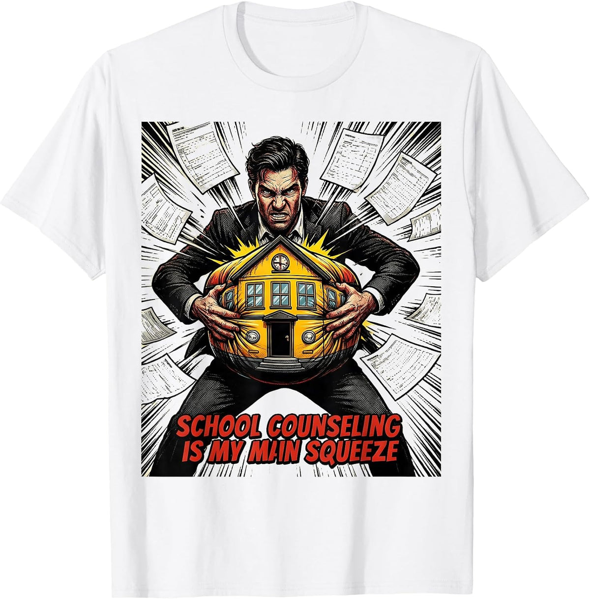 Men's School Counseling Is My Main Squeeze Comic Book School T-Shirt - White