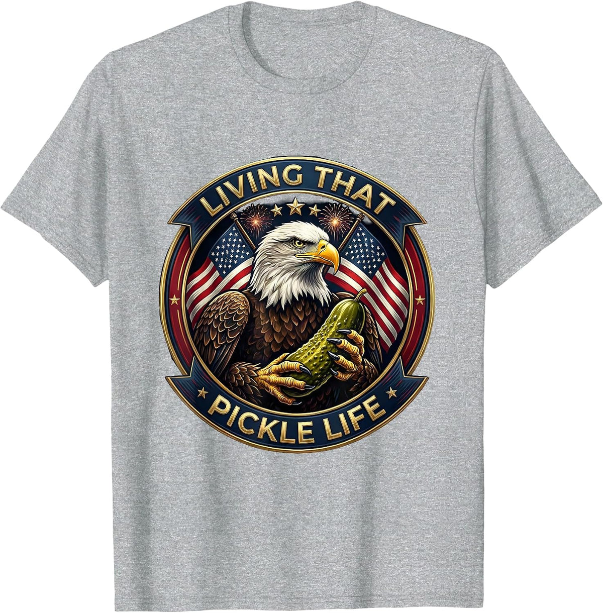 Men's Living That Pickle Life Funny Pickle Design T-Shirt - Heather Grey