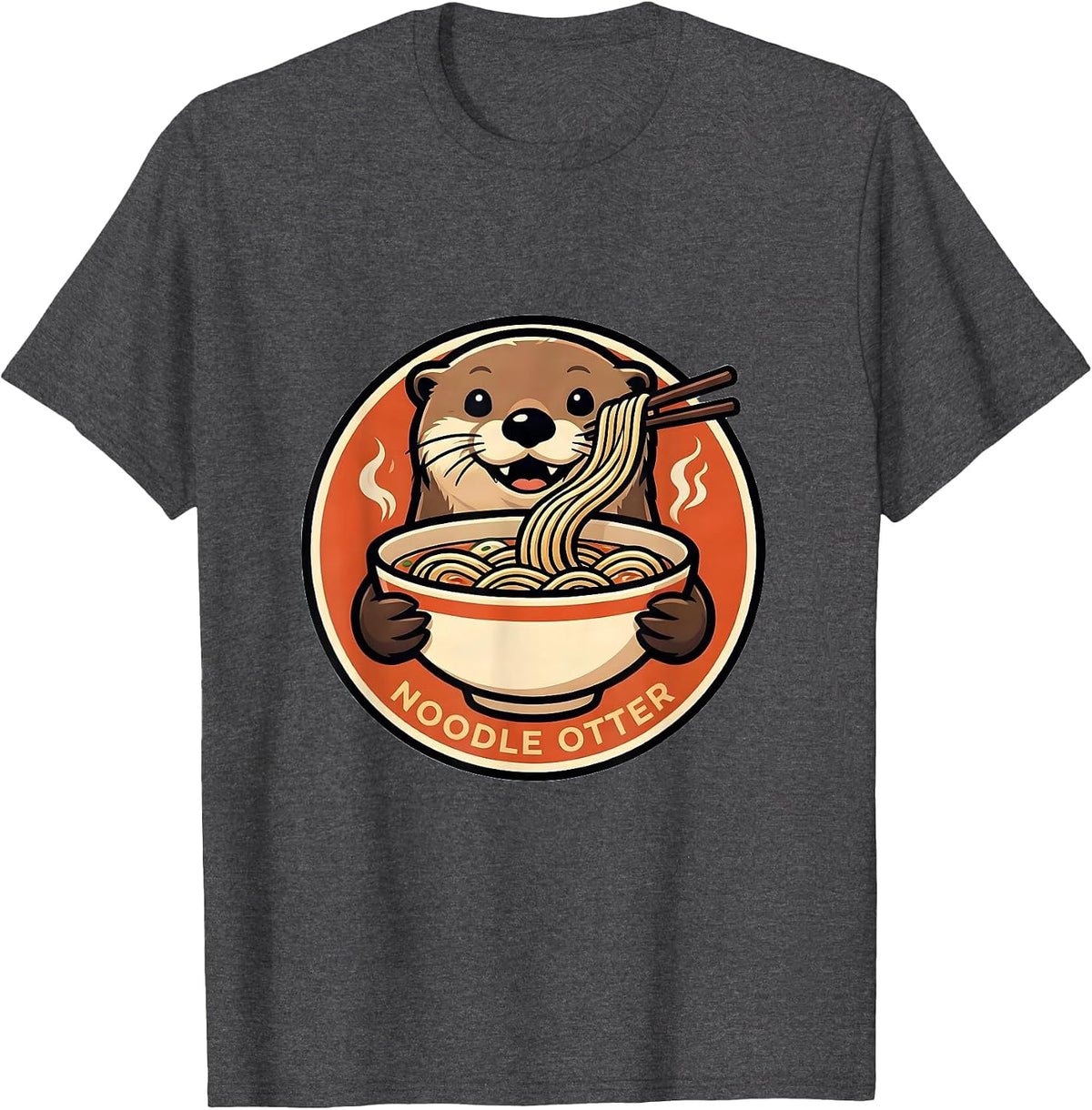 Noodle Otter Kawaii Anime Sea Otter Ramen Lover Gift T-Shirt - Dark Heather Grey