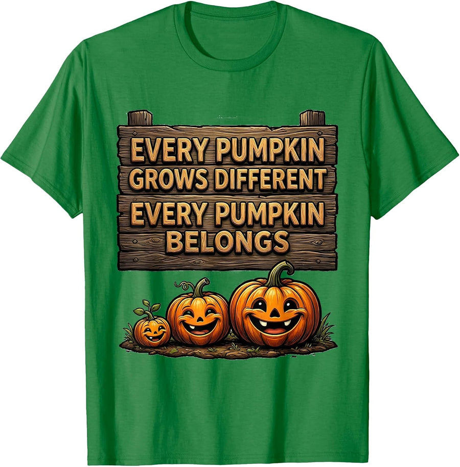 Men's Every Pumpkin Grows Different Every Pumpkin Belongs Teacher T-Shirt - Kelly Green