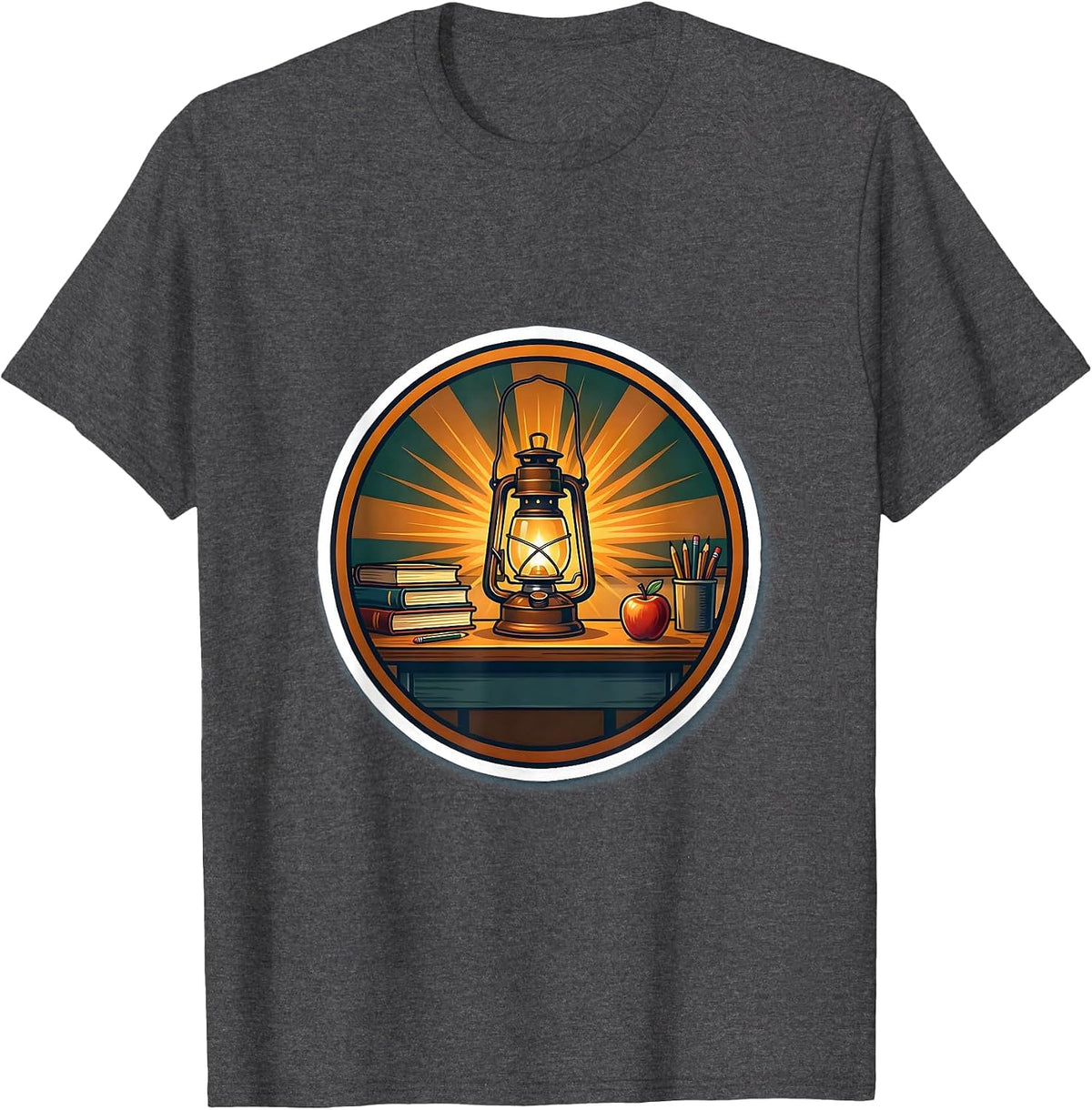Special Education Teacher Desk Lantern Graphic T-Shirt - Dark Heather Grey
