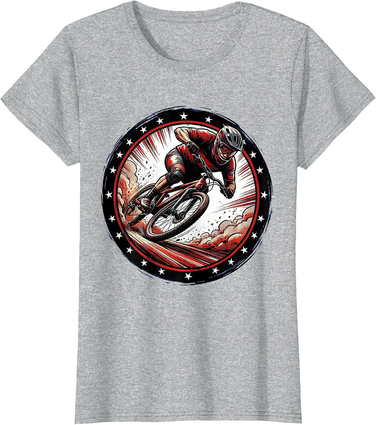 Women's Downhill Cyclist Racing Full Lean Graphic T-Shirt - Heather Grey