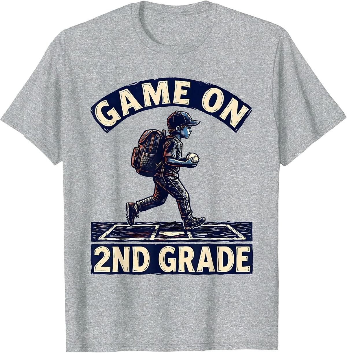 Men's Game On 2nd Grade Back To School Baseball Drip for Boys T-Shirt - Heather Grey