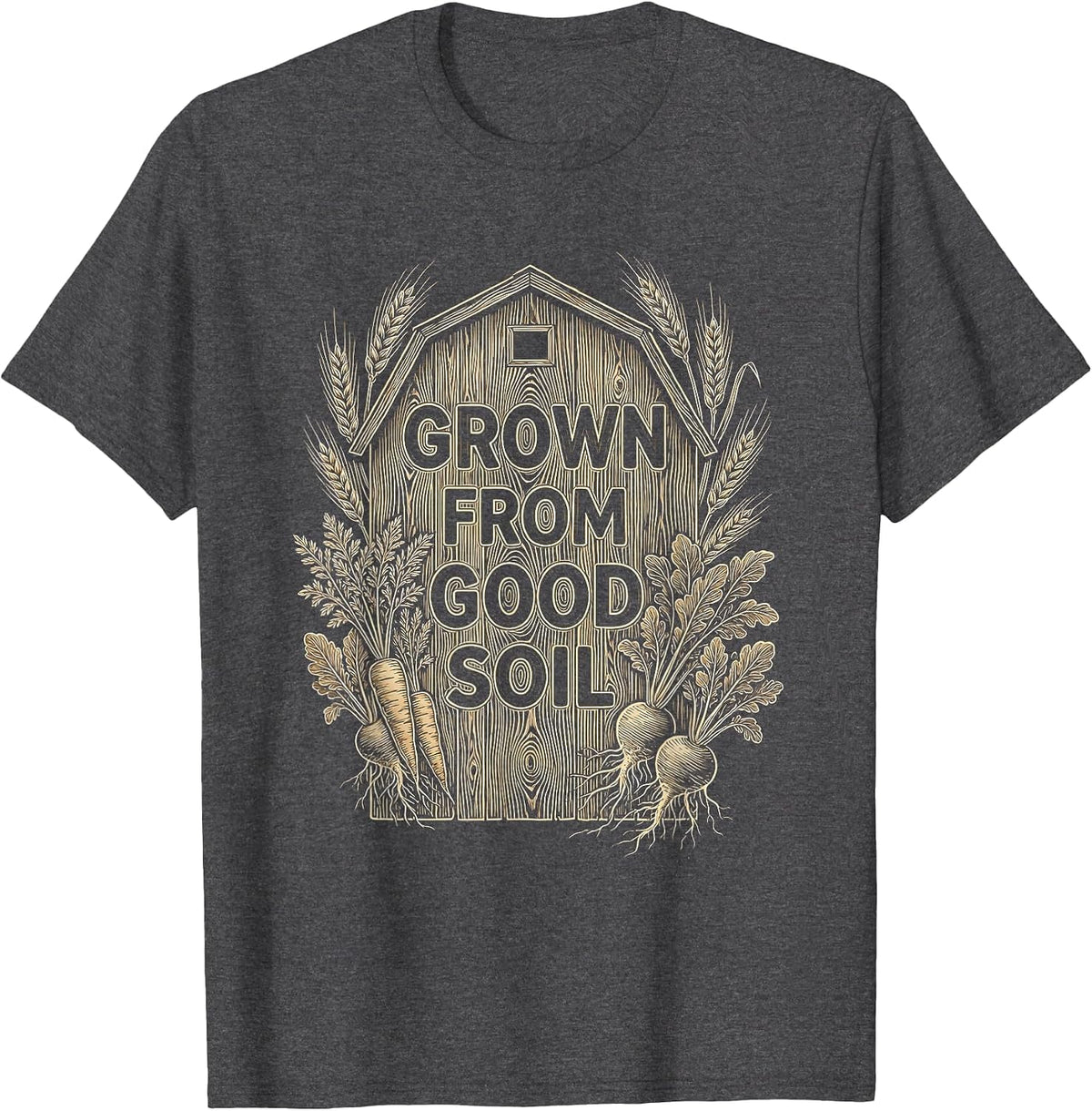 Men's Grown From Good Soil Roots and Heritage Design T-Shirt - Dark Heather Grey